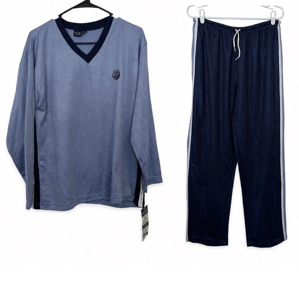 NWT Y2K Vtg BUM Equipment V-Neck Long Sleeve Active Shirt and Pants Size L/XL